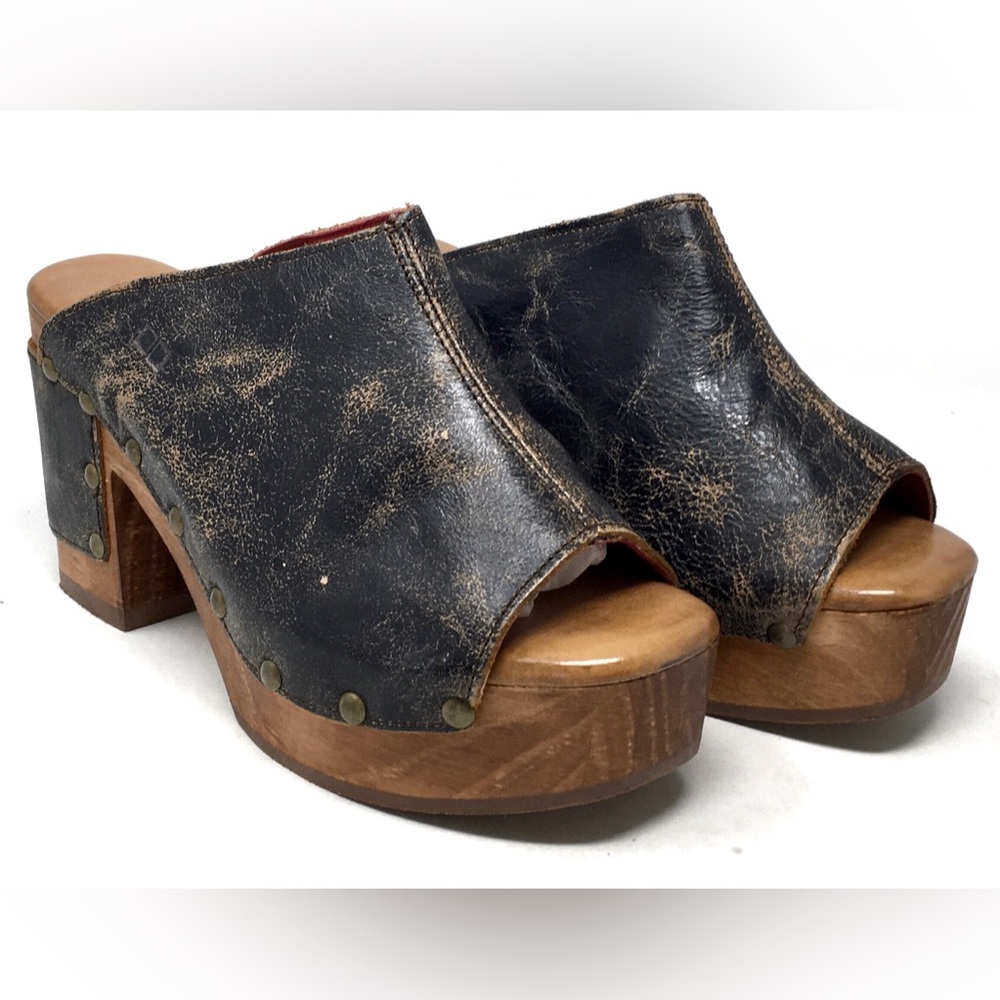 🔴SOLD Bed Stu DEVA Mule Clogs Platform Sandal Black Lux Distressed Leather - Picture 4 of 14